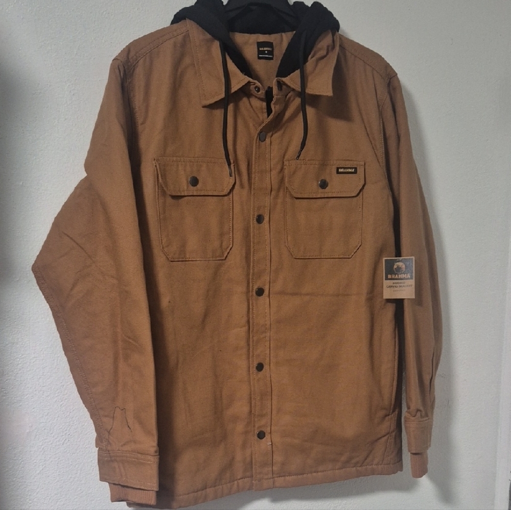 Brahma Hooded Canvas Shirt Jacket with Hood Size S